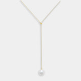Elegant freshwater pearl necklace with a luxurious 18k yellow gold chain, perfect for any special occasion.