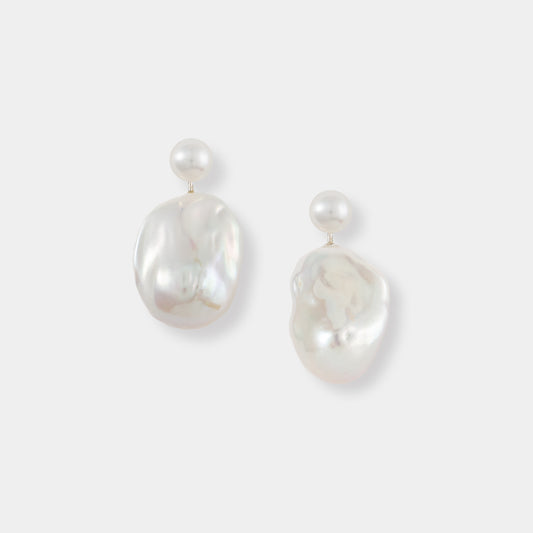 Elegant white Baroque Pearl Charm Piercing earrings, perfect for adding a touch of sophistication to any outfit.
