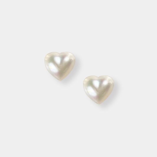 Enhance your elegance with these exquisite white heart-shaped pearl stud earrings. Perfect for any occasion!