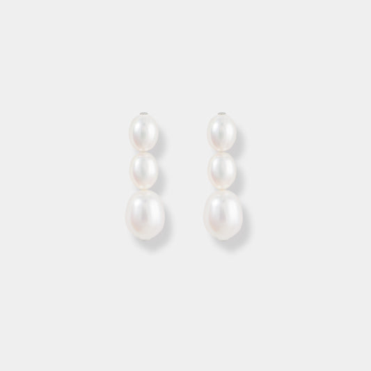 Enhance your elegance with exquisite pearl drop earrings on a pristine white background. Perfect for any occasion.