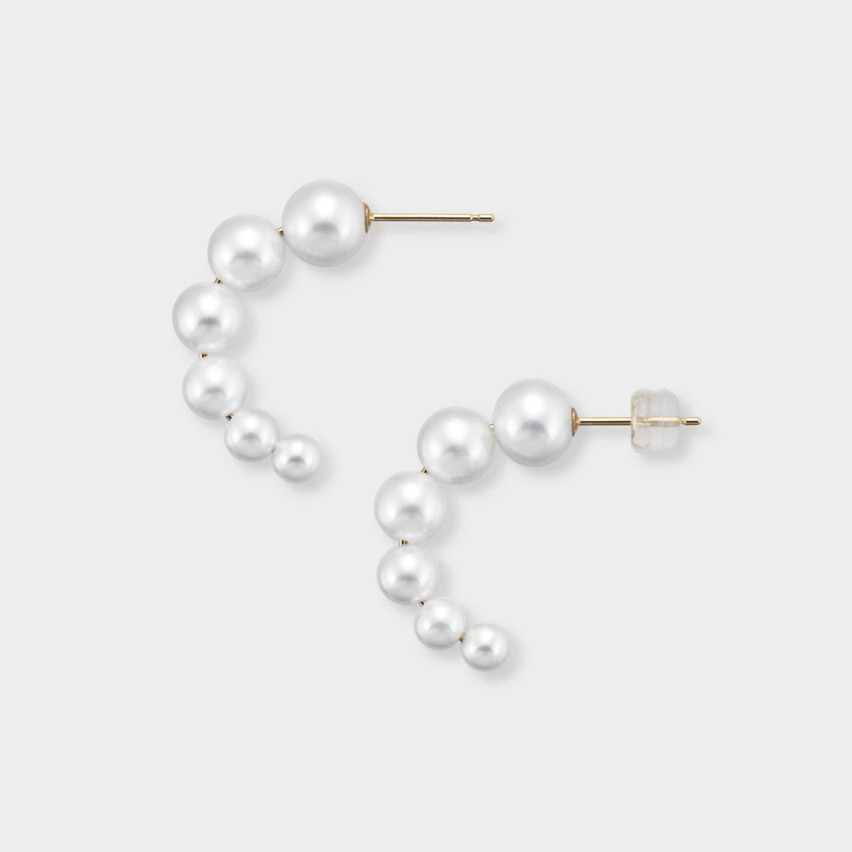 Half Moon Pearl Pierce: graduated freshwater pearls in a half-moon hoop