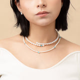 Blue Enamel Pearl Choker