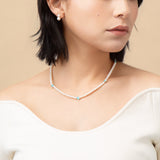 Blue Enamel Heart Pearl Necklace