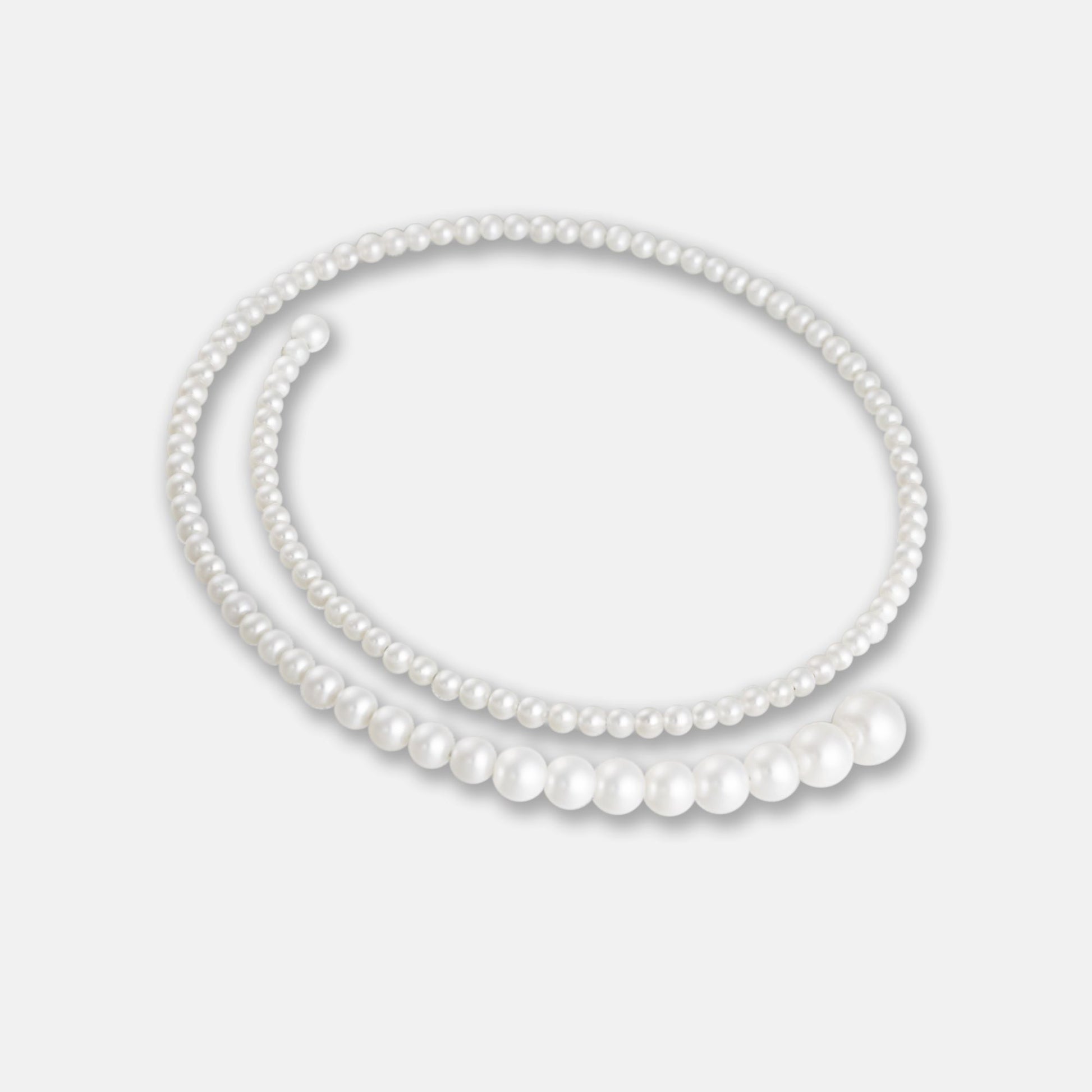 Embrace sophistication with our Spiral Pearl Choker, a white pearl necklace, perfect for any occasion.
