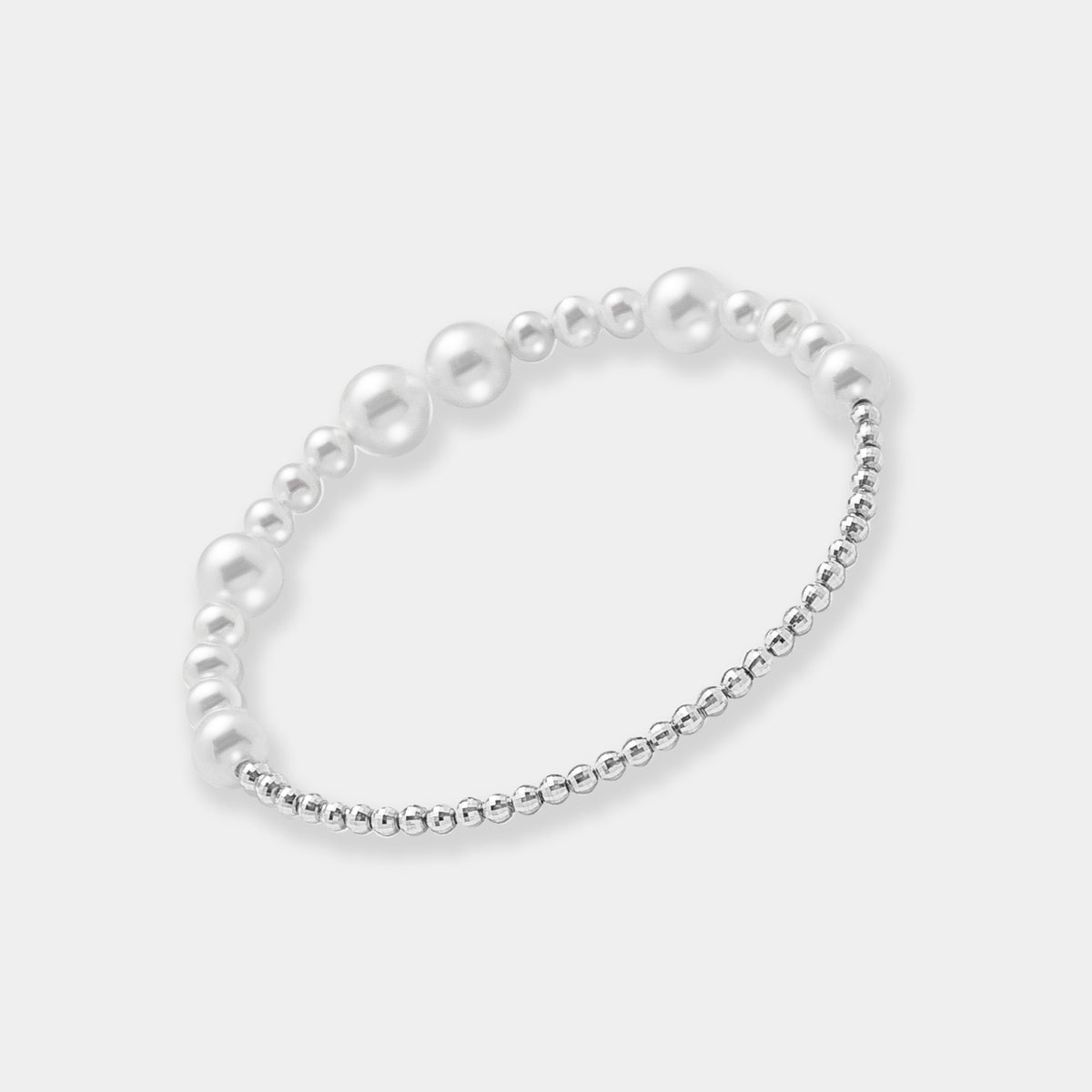Fancy Pearl White Gold Bracelet, angled view