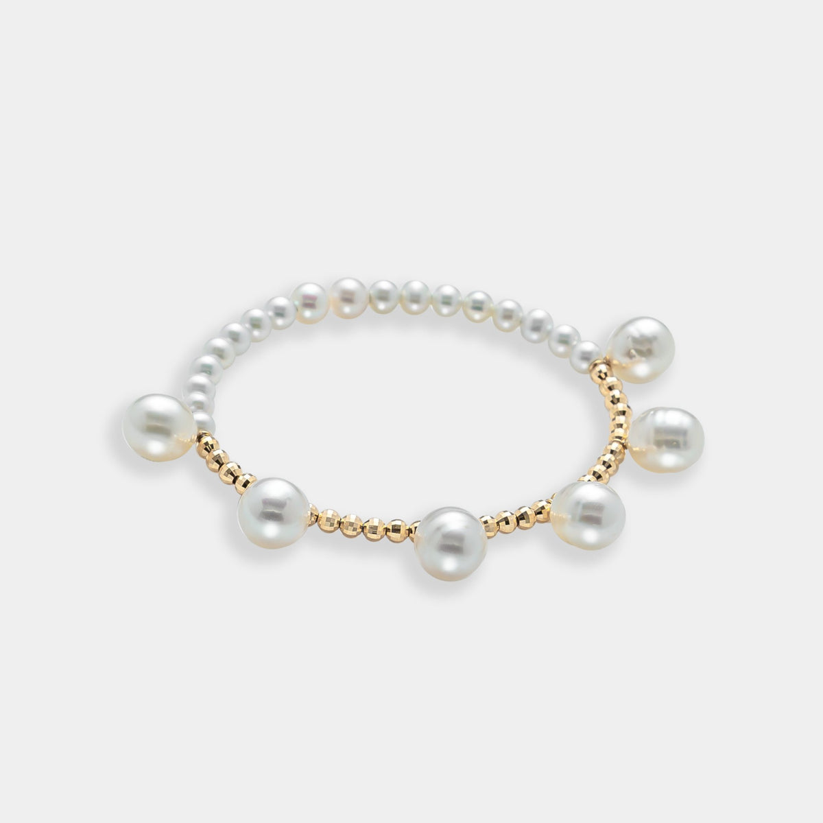 Pearl Dot Gold Bracelet, angled view