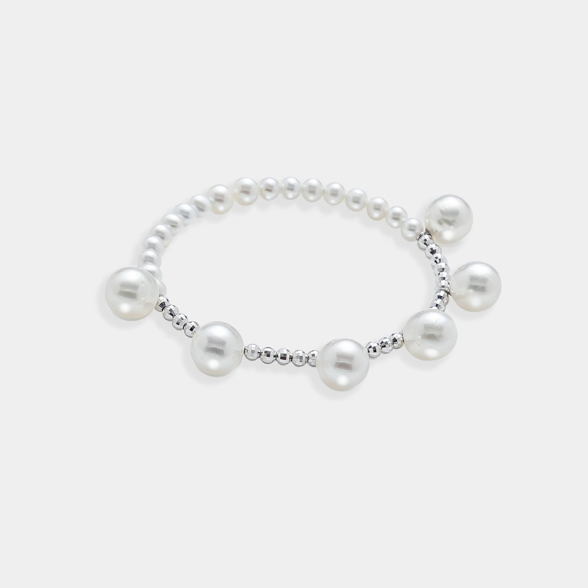 Pearl Dot White Gold Bracelet, side view