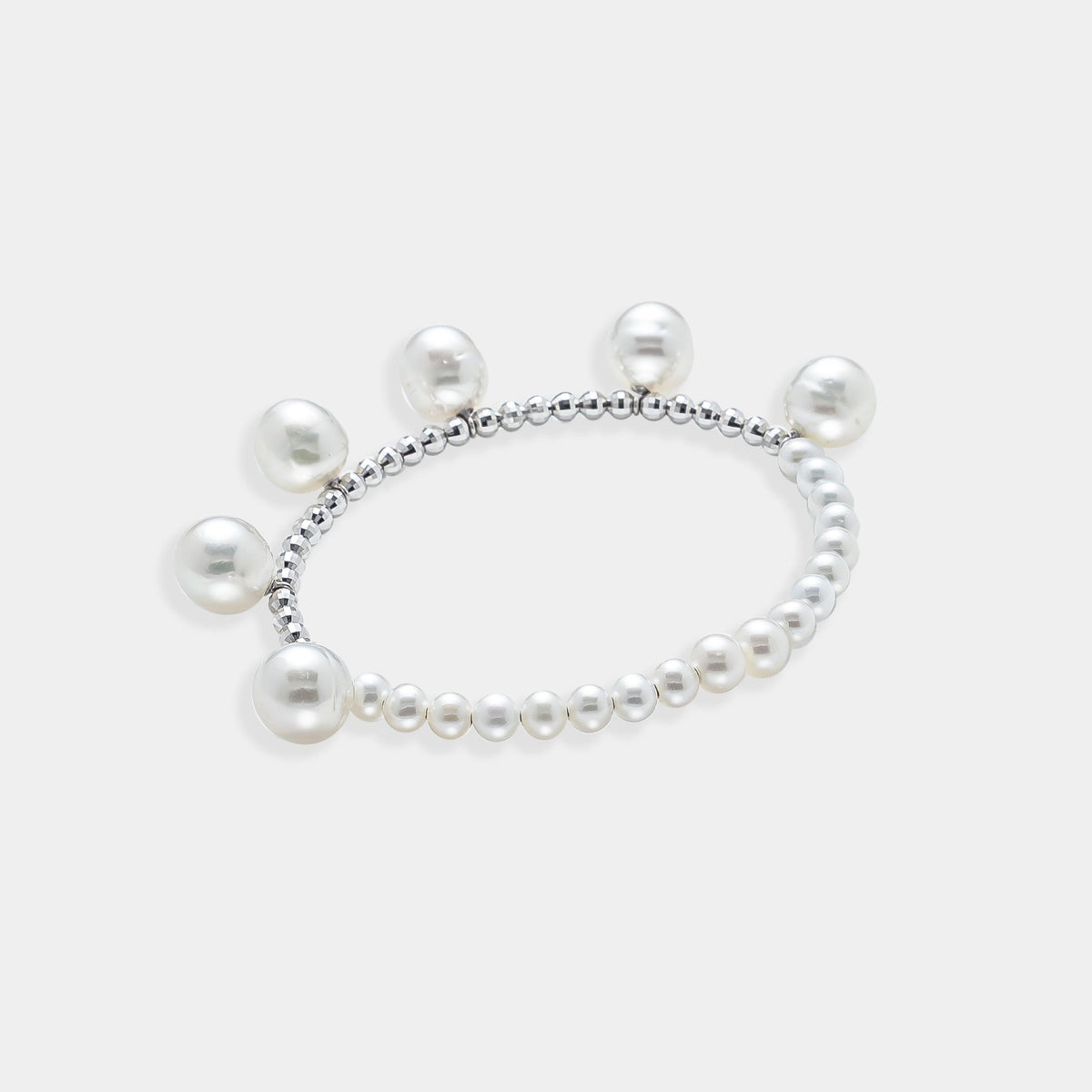 Pearl Dot White Gold Bracelet, angled view