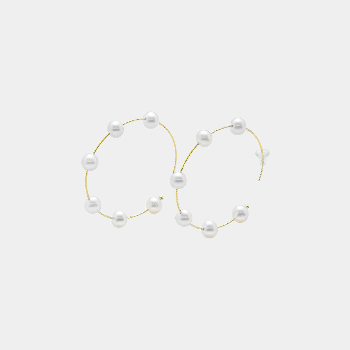 Dot Pearl Hoop Pierce, side view