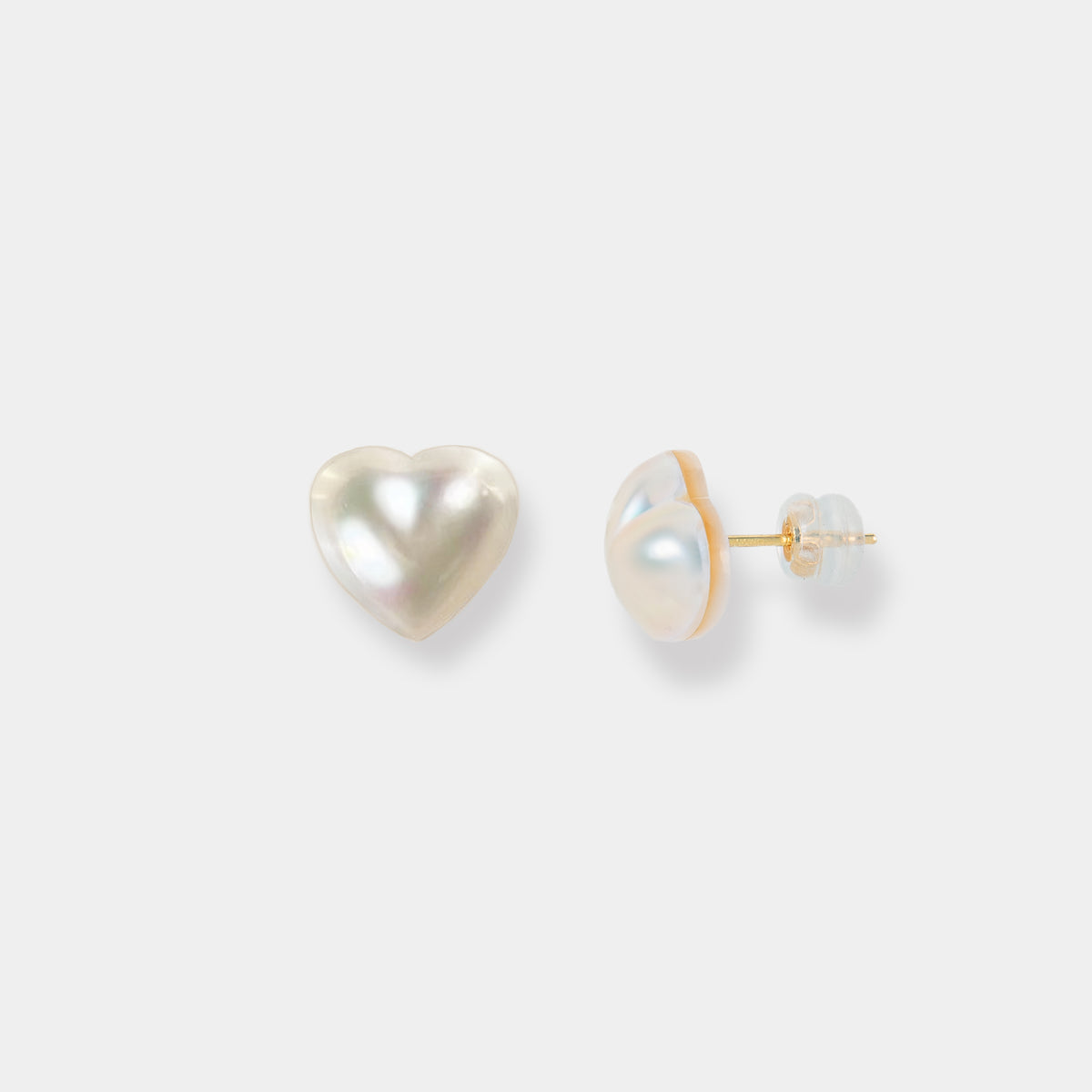Heart Pearl Stud Pierce, front and side views