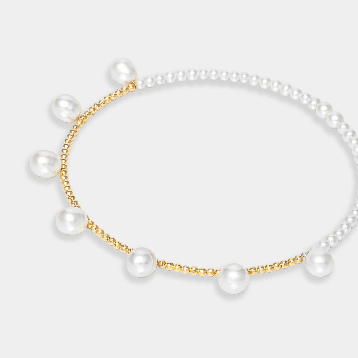 Pearl Dot Gold Choker, angled view