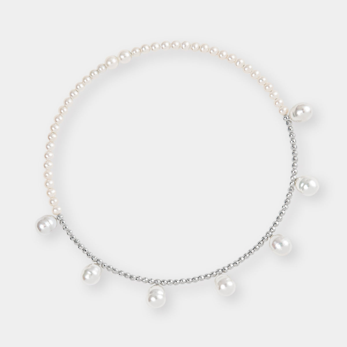Pearl Dot White Gold Choker, side view