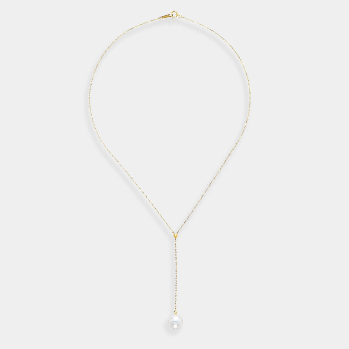 Fancy Pearl Lariat Necklace, full length view