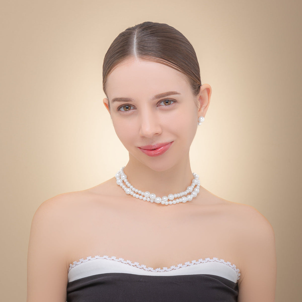 Fancy Pearl Necklace Medium worn as a double strand