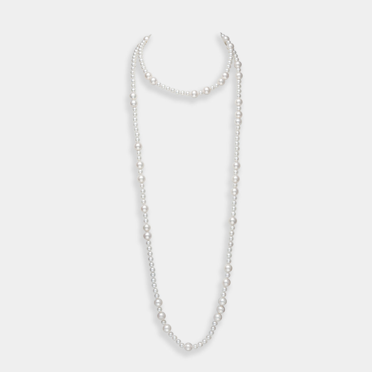 Fancy Pearl Necklace Long wrapped as a layered strand