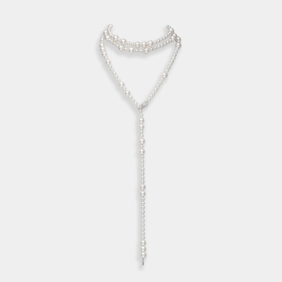 Fancy Pearl Necklace Long arranged in a layered Y-shape