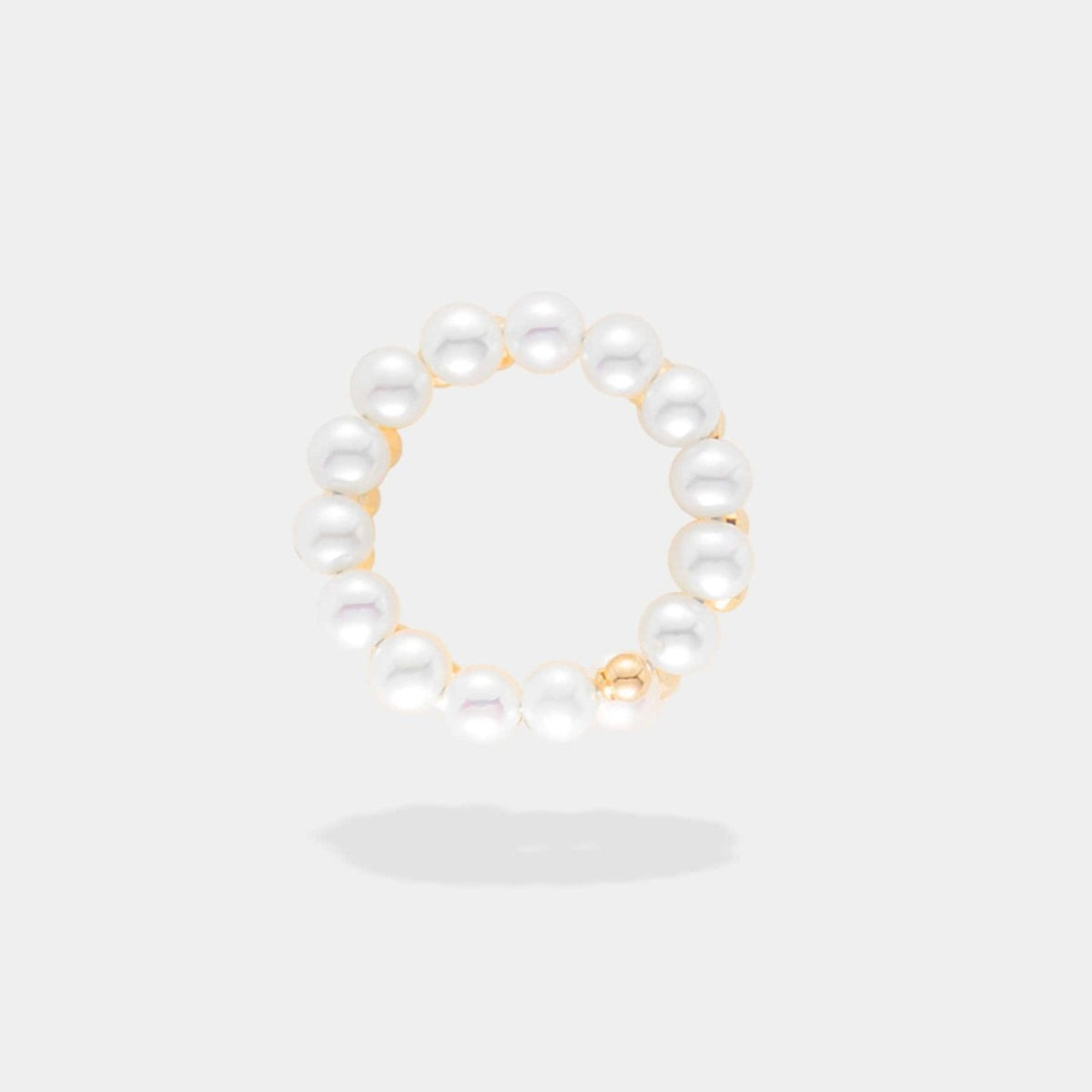 Spiral Pearl Gold Ring, top view