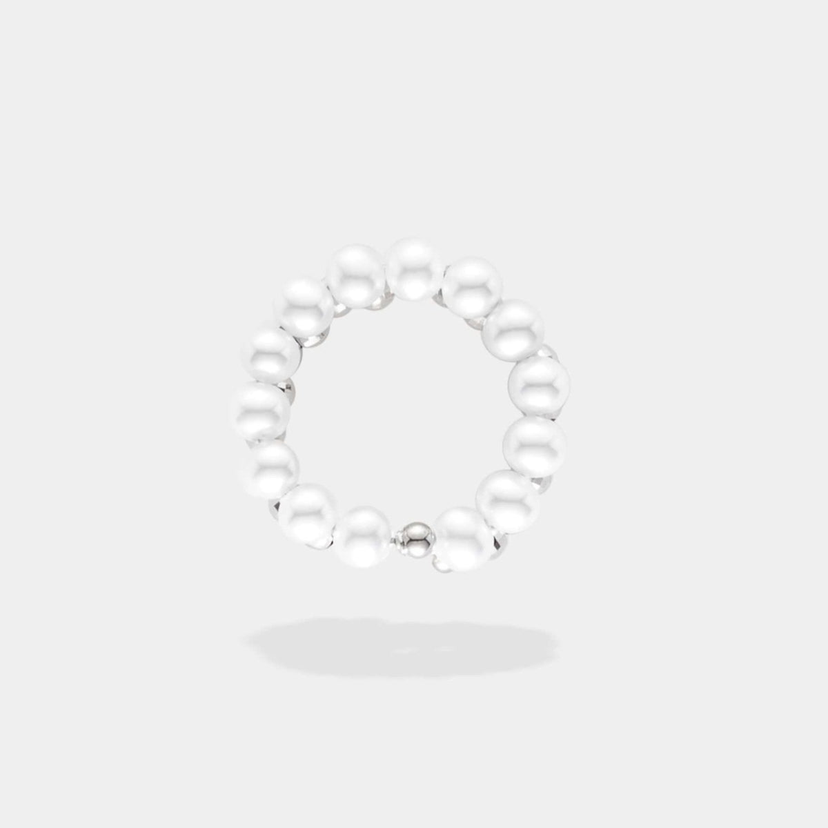Spiral Pearl White Gold Ring, top view