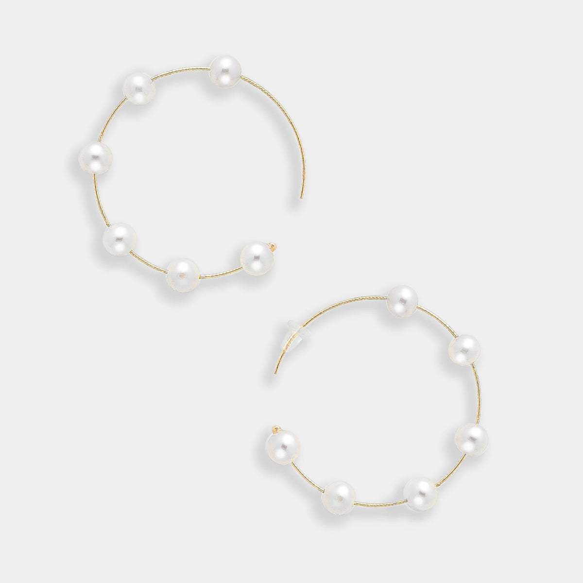 Dot Pearl Hoop Pierce: freshwater pearls on 10K yellow gold hoops