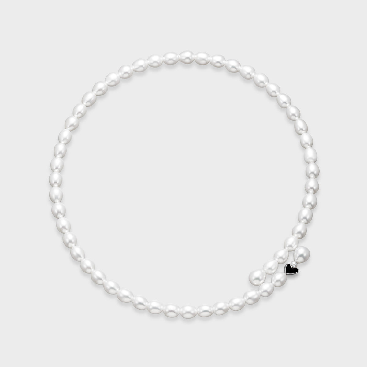Black Enamel Pearl Choker, top view