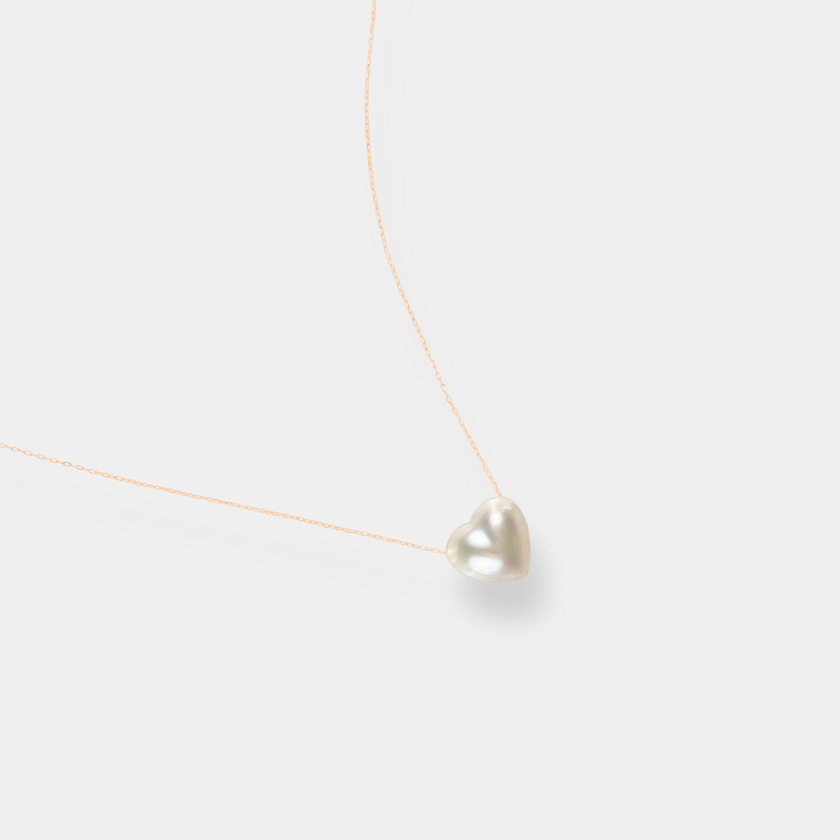 Heart Pearl Chain Necklace, side view