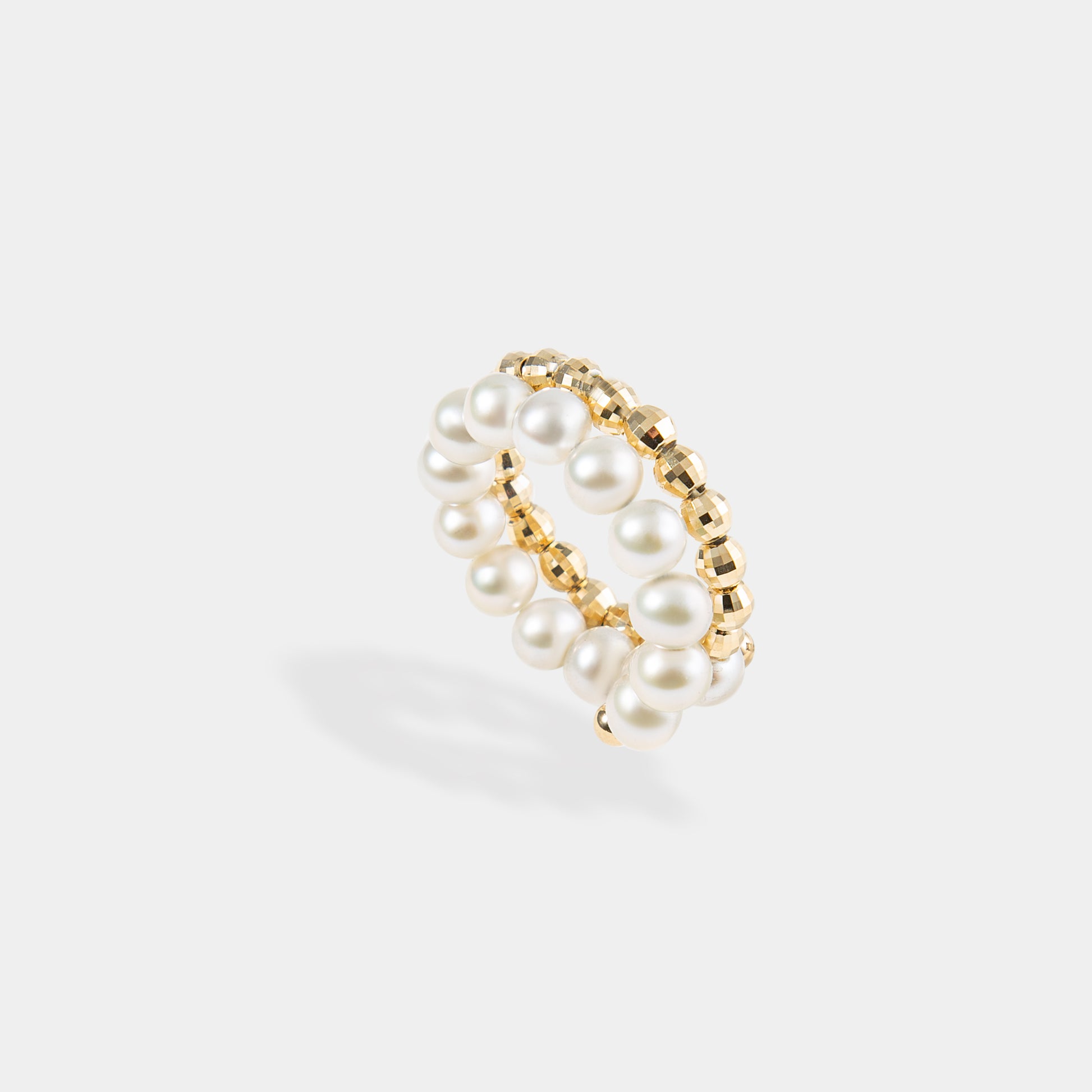 Spiral Pearl x Gold Ring