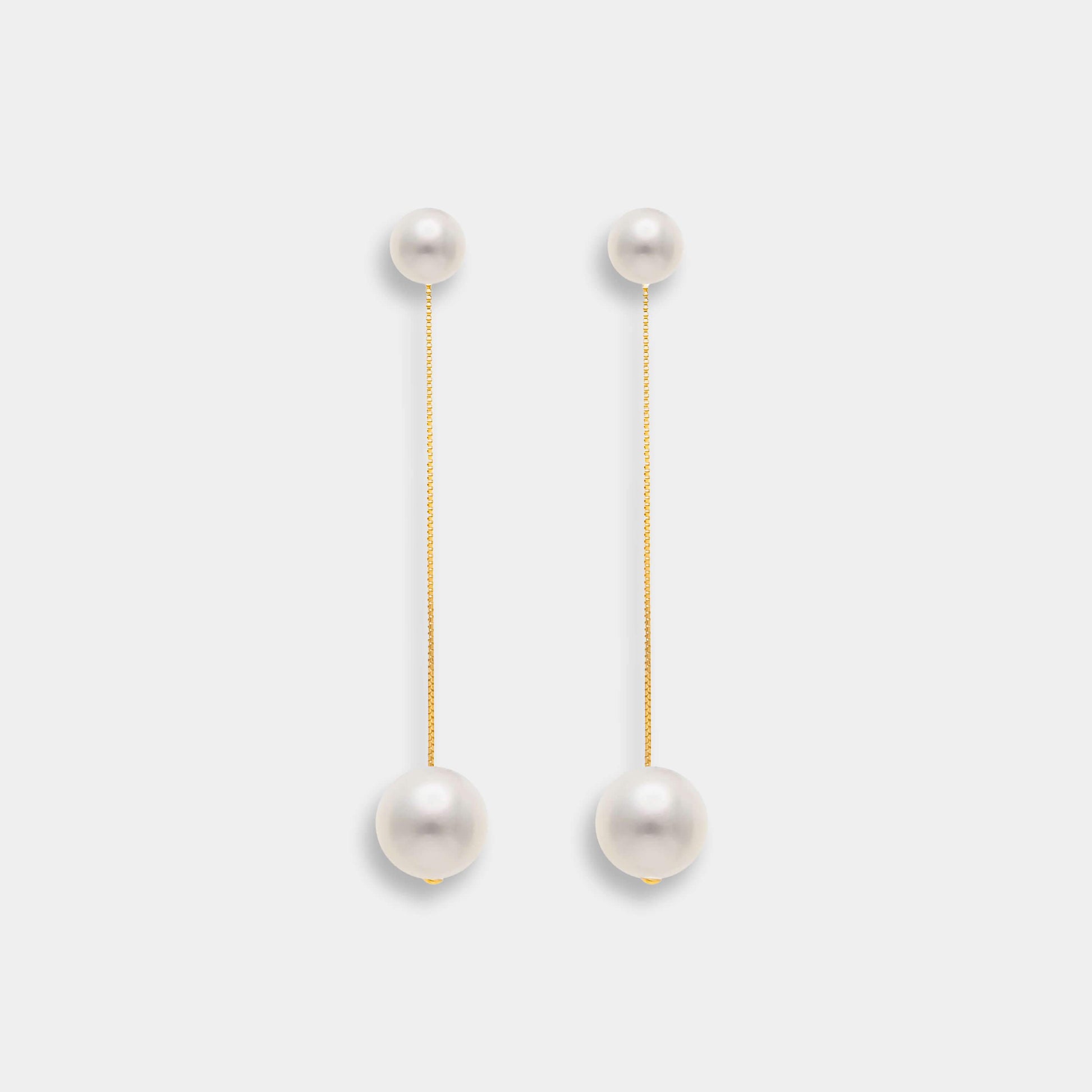 White Pearls with Gold Chain Earring